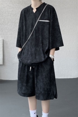 TZ791-特批55控98夏季冰感扎染冰丝速干大码短袖短裤T恤套装男，男装休闲套装，电商A059