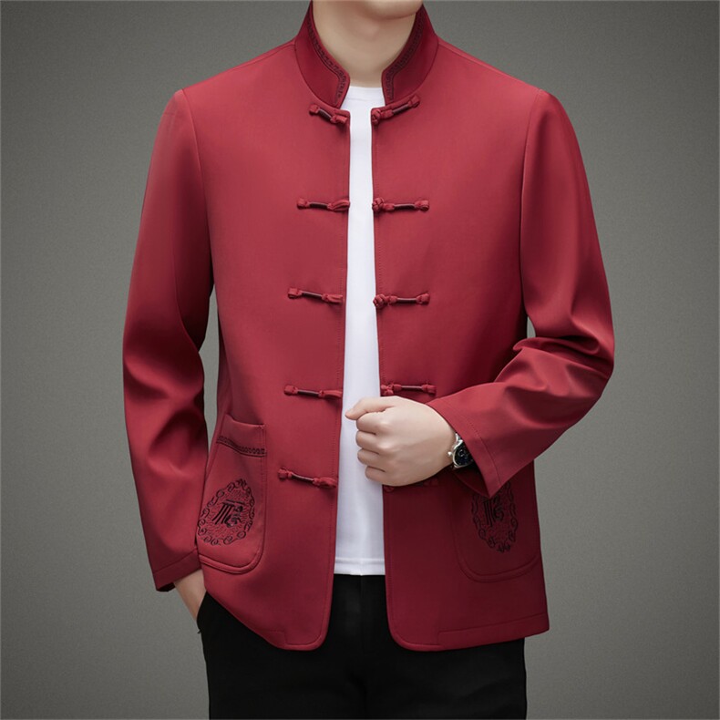 春秋风唐装盘扣外套MJ5809-单上衣P115套装P170三件套P240,男装休闲套装,星座1105-3