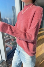 2024年秋季半高圆领新款宽松显瘦针织羊毛毛衣，女装羊毛衫，德晨羊绒