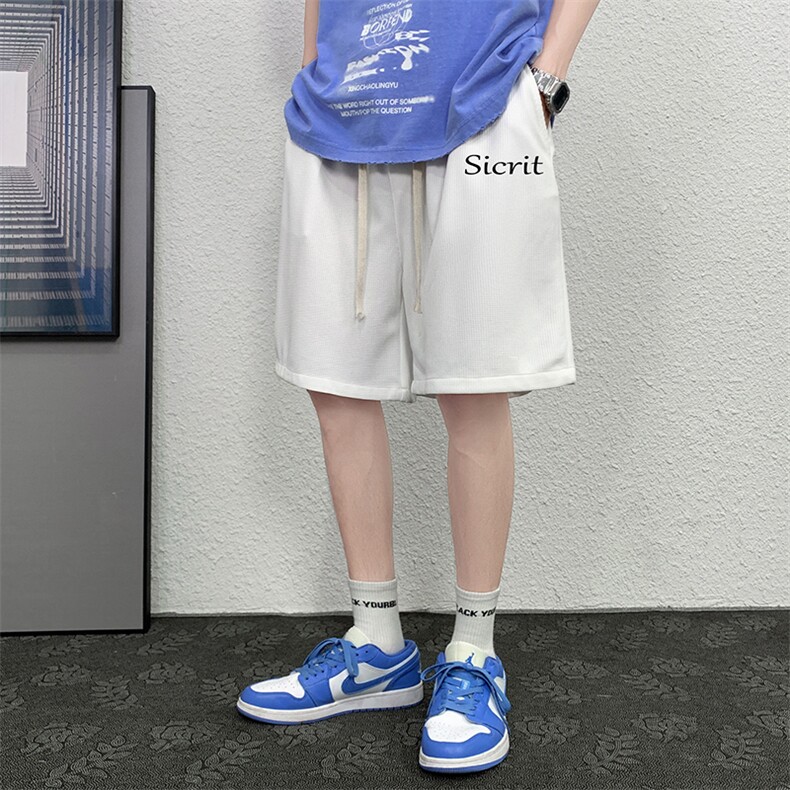 HD74098-P22华夫格短裤男大码宽松五分裤男直筒中裤,男装休闲裤,电商A040