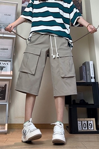 夏季新款潮牌立体剪裁大码宽松闲工装裤七分裤男2550特批36控68图片