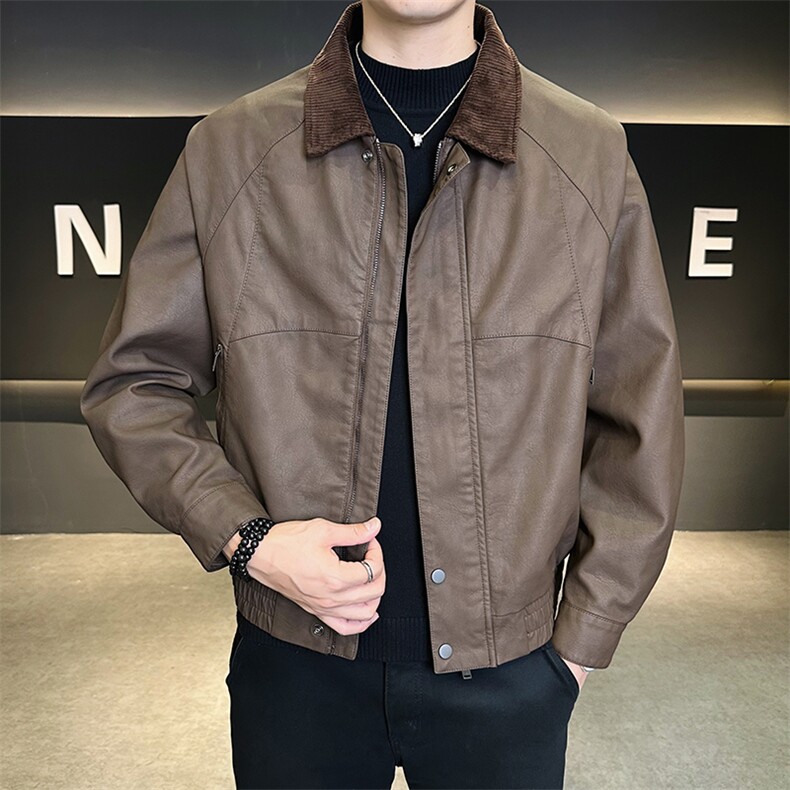 秋季皮夹克宽松偏大男装皮衣2025新款品质外套C317-JK512-P140,男装夹克,电商C317