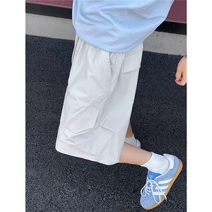 冰丝透气速干短裤男夏外穿高级感夏季薄款潮牌侧边拉链休闲五分裤图片