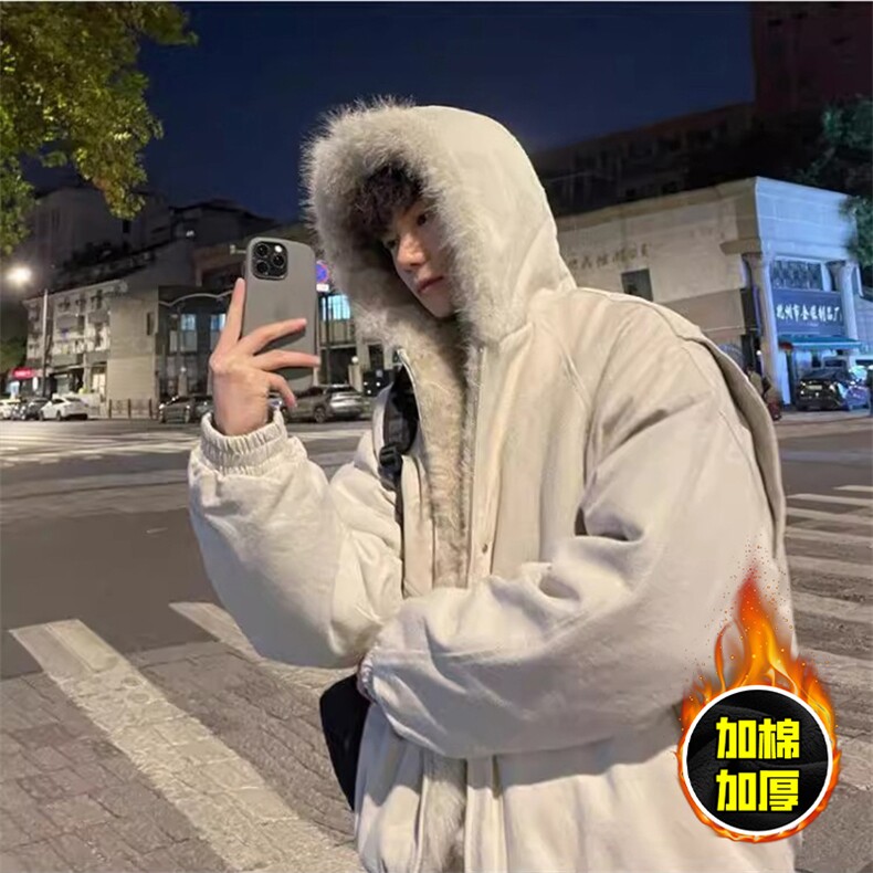 现货高品质美式高街冬季重磅硬挺短款座山雕毛领棉衣男女加厚外套，男装棉衣，电商A486