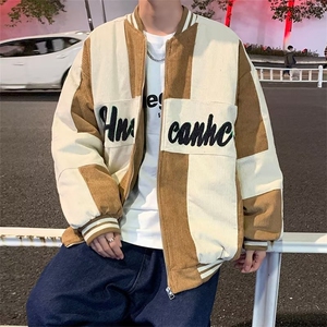 春季拼接灯芯绒外套男潮牌痞帅港风休闲百搭潮流棒球服JK933-P68图片