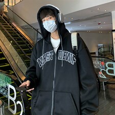 WY80-P32加绒连帽字母印花卫衣外套，男装卫衣，星座1501-1