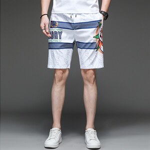 2023夏季新款男士时尚印花短裤男薄款宽松休闲裤时尚潮流五分裤子，男装休闲裤，电商B212（原钱塘6029）