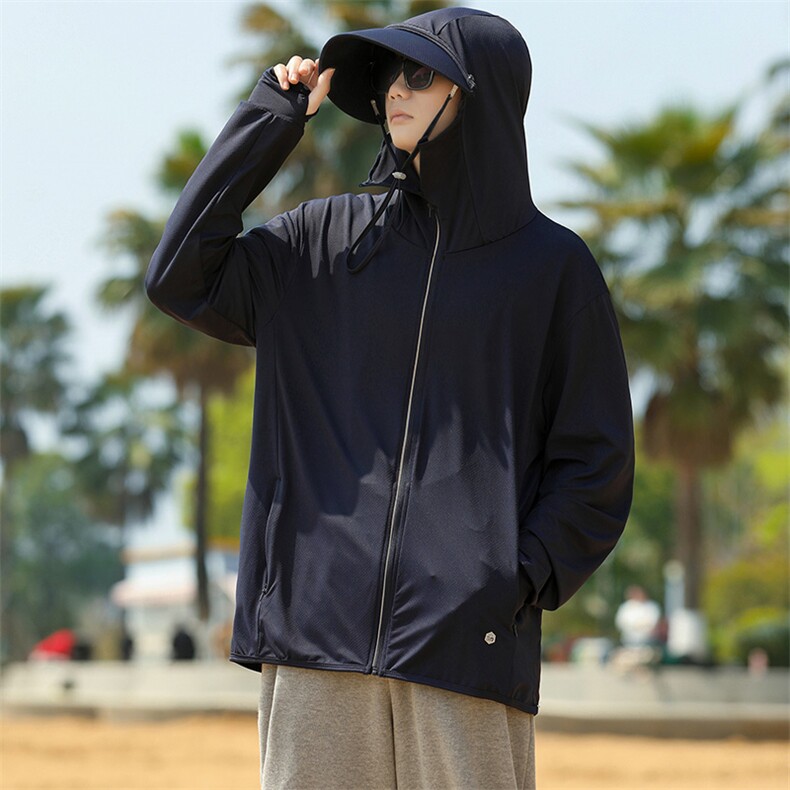 2023夏上新冰感简约防晒衣潮可拆卸帽檐纯色上衣外套女9109-P45，男装防晒衣，电商A441-1