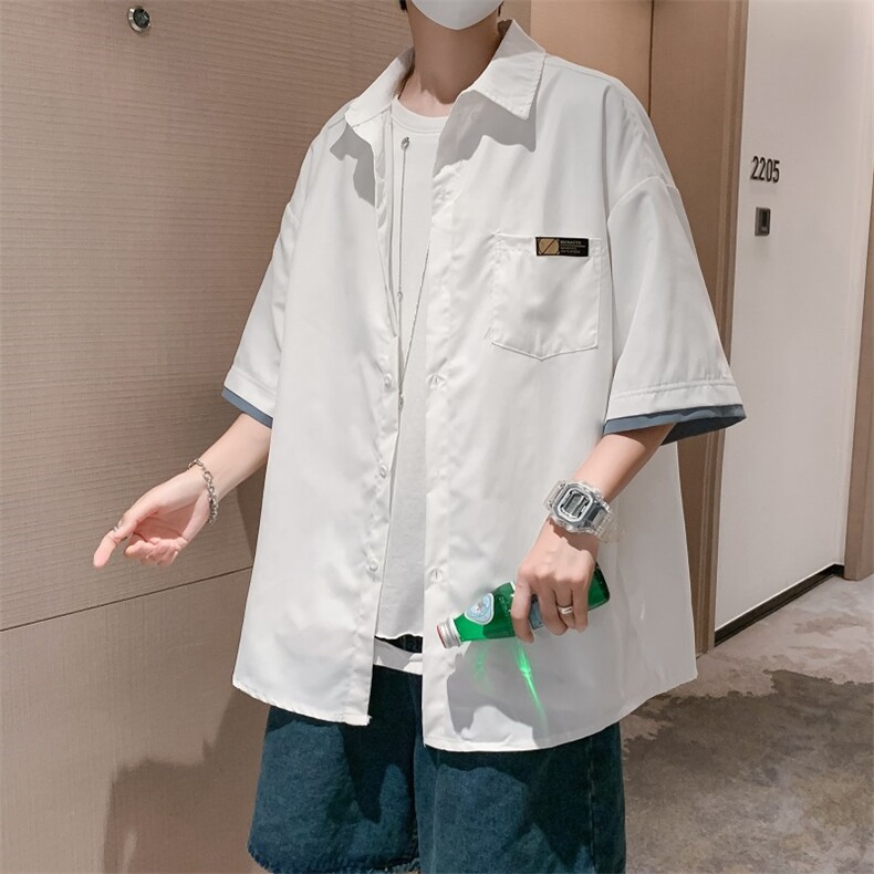 夏季薄款日系短袖衬衫男士韩版潮流休闲宽松衬衣CS065-P30图片