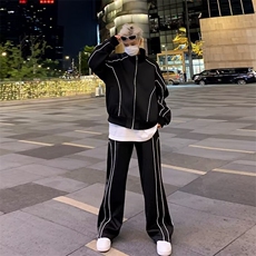 W343-P882024套装男生酷帅一套休闲长裤外套夹克两件套港风痞帅，男装夹克，星座911-1
