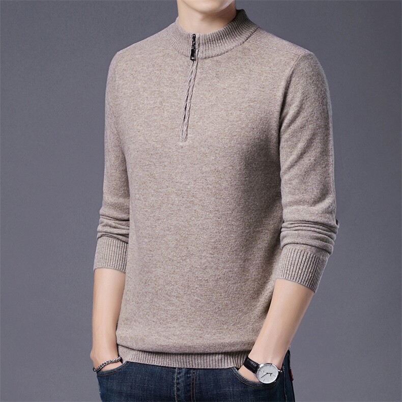 CM12059钱塘2020-2中年男士冬季厚款开衫拉链冬季厚款羊毛衫P160,男装针织衫/毛衣,钱塘207-2
