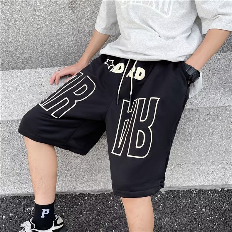 字母发泡印花短裤男日系五分裤潮流宽松运动休闲裤子DK311-P28,男装休闲裤,星座1109-3