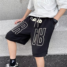 字母发泡印花短裤男日系五分裤潮流宽松运动休闲裤子DK311-P28，男装休闲裤，星座1109-3