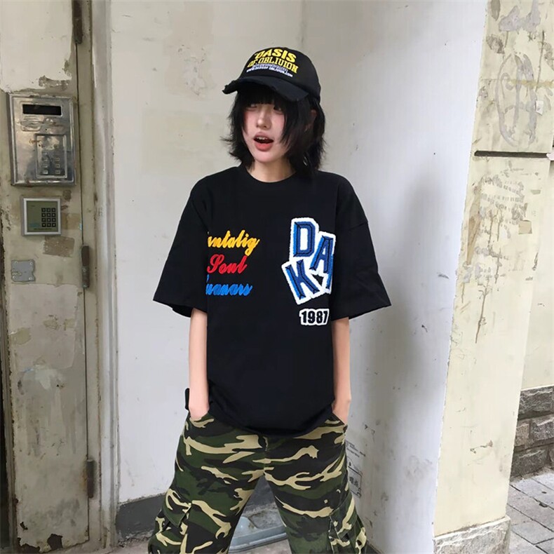 万针全刺绣工艺抖音得物高品质260克重磅纯棉双纱美式高街短袖T恤,男装T恤,电商A486