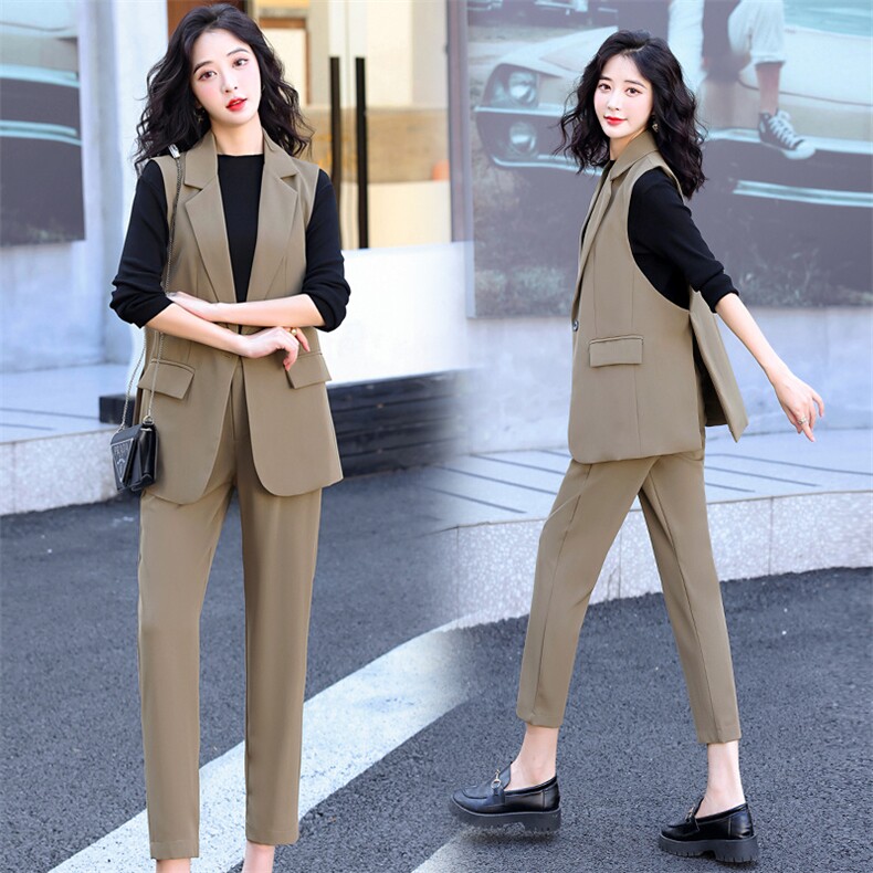 三件套潮流舒适时尚马夹套装/套裙长袖2023年春秋休闲个性气质,女装套装/套裙,尚洛菲