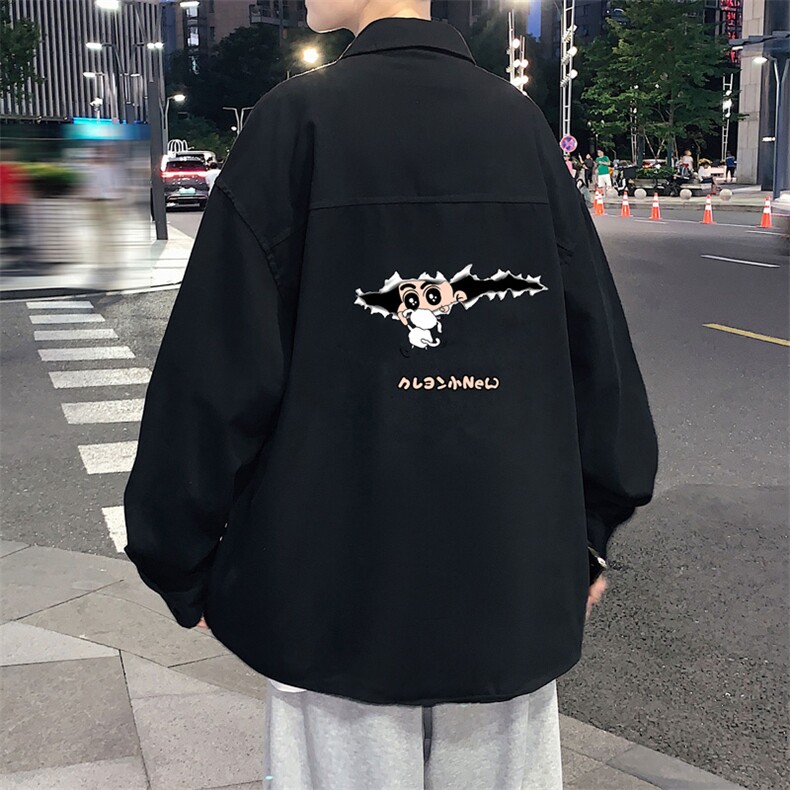 春季长袖衬衫男宽松港风衬衣男外套男CSCS289-P35,男装衬衫,电商B371