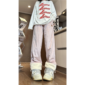 2025冬季新款潮流腊肠狗加绒保暖宽松休闲裤B315-K867-p65控88,黑色制服裤搭配上衣图片