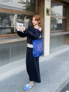 韩系气质假两件露肩卫衣套装裙女2025秋季新款小个子显瘦两件套潮图片