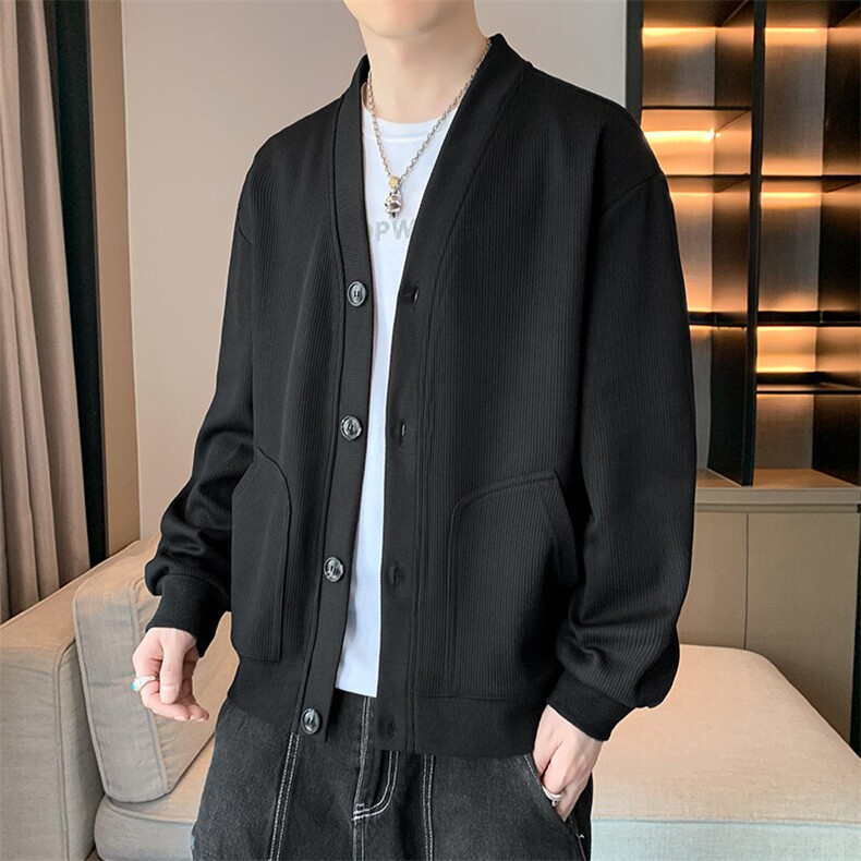 潮流宽松毛衣百搭休闲针织开衫外套KS2350-P45加绒55,男装针织衫/毛衣,电商A161