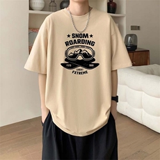 新款夏季男装纯棉短袖T恤落肩款印花时尚休闲宽松上衣，男装T恤，星座1013