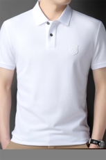 夏季纯棉POLO衫翻领短袖T恤纯色徽章体恤衫休闲商务高端男装，男装T恤，钱塘6003（原4033）