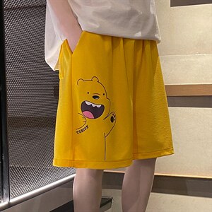 可爱小熊冰丝运动短裤男潮牌ins夏季薄款裤子男韩版潮流宽松大码图片