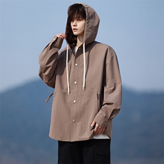 85815-P65M-8XL2026春季新款大码连帽开衫天丝棉衬衫外套，男装衬衫，星座109