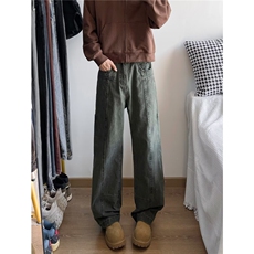 美式vibe直筒牛仔裤男女高街做旧宽松阔腿显瘦休闲裤RK2376-P67，男装休闲裤，星座412-3