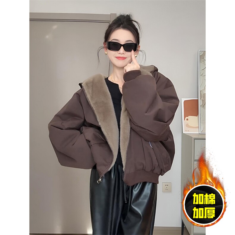 两面穿现货重磅短款座山雕棉衣男女双面穿毛毛绒棉服加厚外套，男装棉衣，电商A443