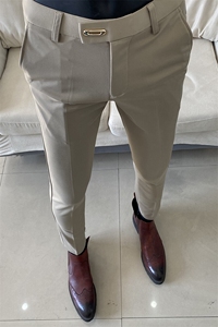 春季西裤男修身直筒高级感商务休闲裤男士裤长裤6160九分616—P55图片
