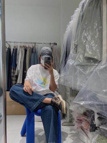 现货喷墨印花t水洗麻棉材质，女装，ADHERE