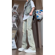 1506-1/QA2130/P43黄泥男女款美式高街拼接潮牌痞帅显瘦修身裤子，男装休闲裤，星座1506