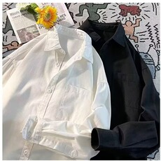 原宿潮流ins时尚长袖衬衫日系简约流行文艺新款气质百搭慵懒，男装衬衫，星座1210-1