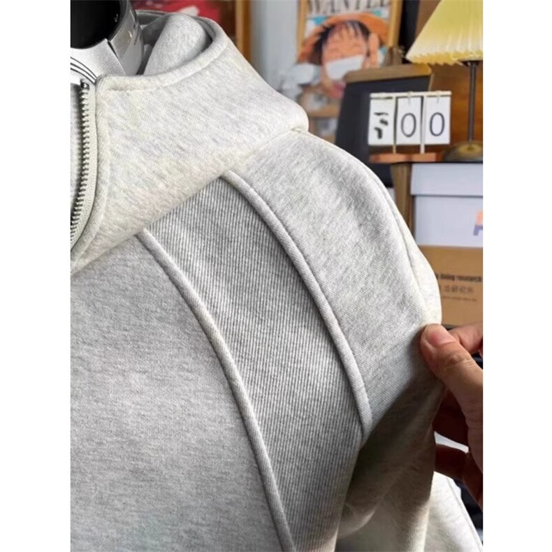 秋冬款美式半拉链立领卫衣男款加厚外套春秋款男重磅高端男连帽衫,女装短外套,星座1210-1