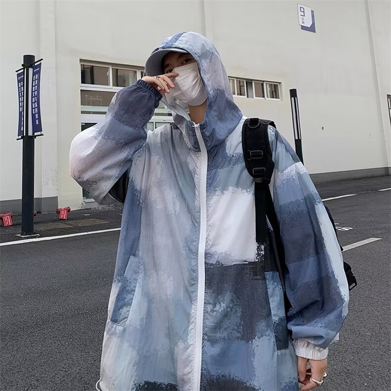 扎染防晒服男夏季薄款潮牌百搭连帽夹克痞帅户外防晒衣FW73-P36图片