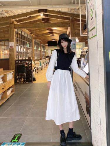 秋装新款 假两件套连衣裙，女装连衣裙，衣布社R