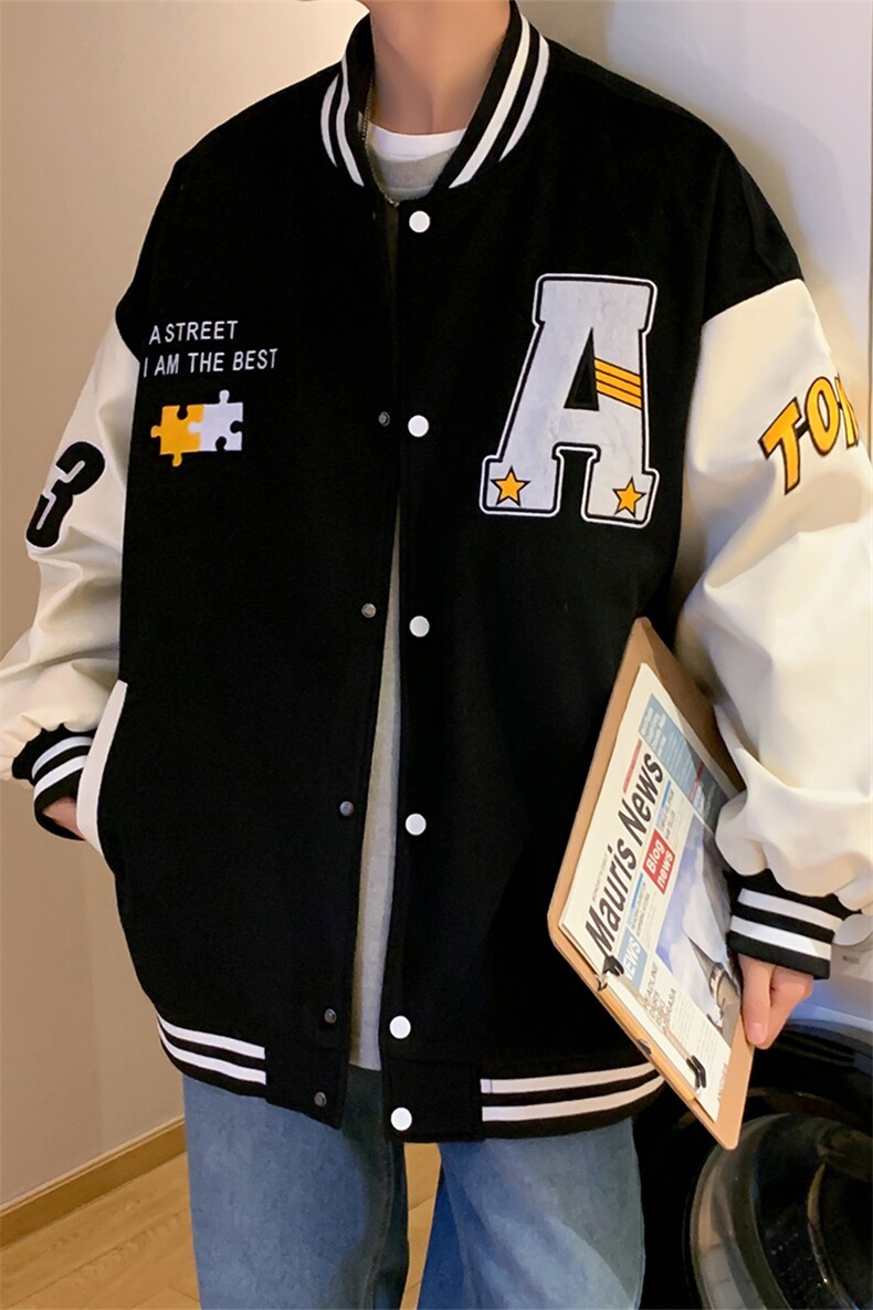 秋款棒球服夹克外套男潮牌潮流字母刺绣情侣学生22120-P78控128,男装夹克,星座717