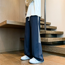 8XL-M三条杠运动裤大码直筒长裤美式街头阔腿裤休闲卫裤KZ1905P58，男装休闲裤，电商B238