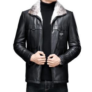 冬季中老年羊皮皮衣水貂毛毛领男翻领外套皮衣男ALXB28005-P1780