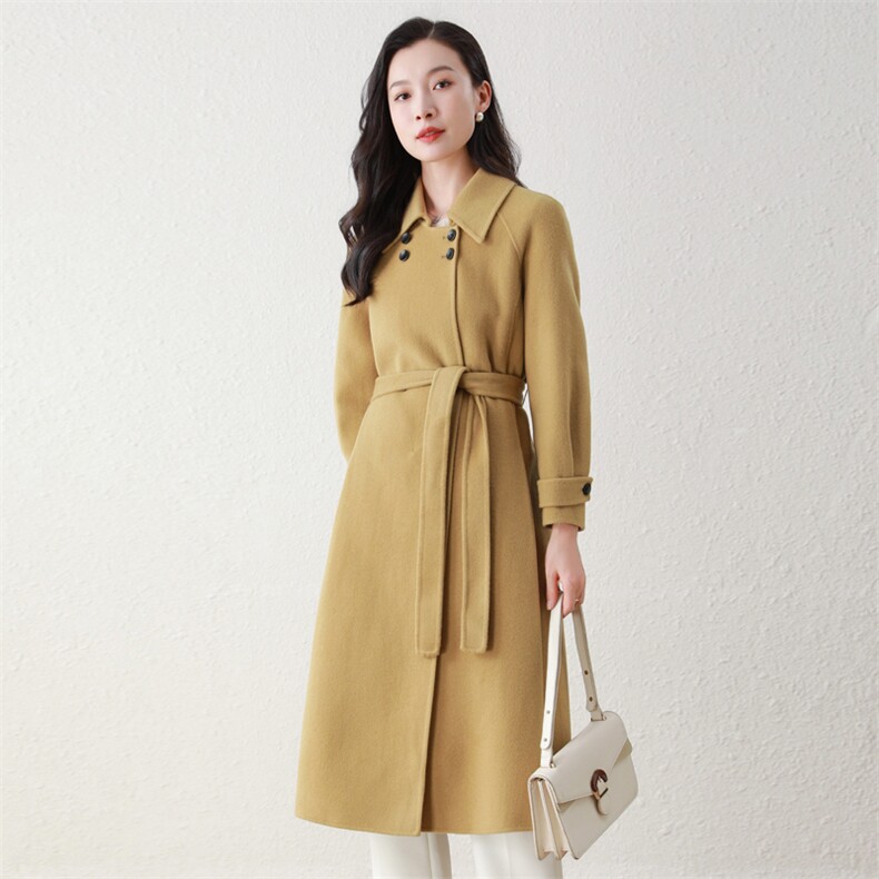 时尚高端双面羊毛大衣女秋冬季新款中长款显瘦毛呢外套气质百搭，女装双面呢大衣，阿舍尔精品