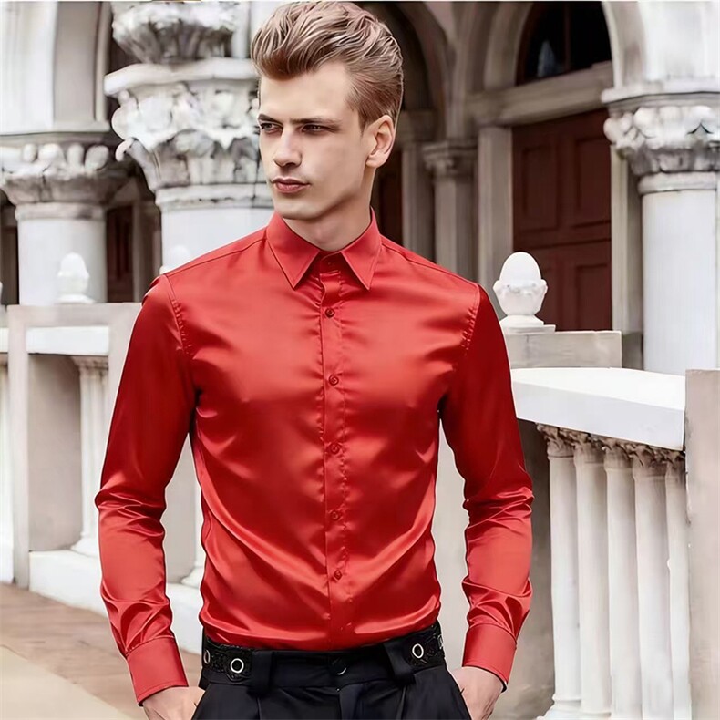 男士缎面夜店长袖衬衫C30P35，男装衬衫，星座1314