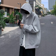 Y39灰色连帽卫衣oversize美式高街开衫外套宽松慵懒风上衣，女装短外套，星座308A-1（原309B-1）