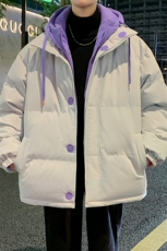冬季青少年连帽假两件外套加绒加厚休闲简约棉衣棉服5303-P85，男装棉衣，电商B306