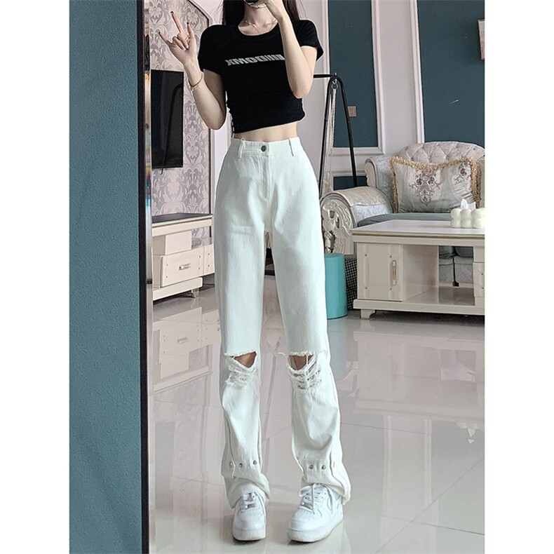 夏季ins美式高街hiphop破洞铆钉牛仔裤货号K750P60,男装牛仔裤,电商A063
