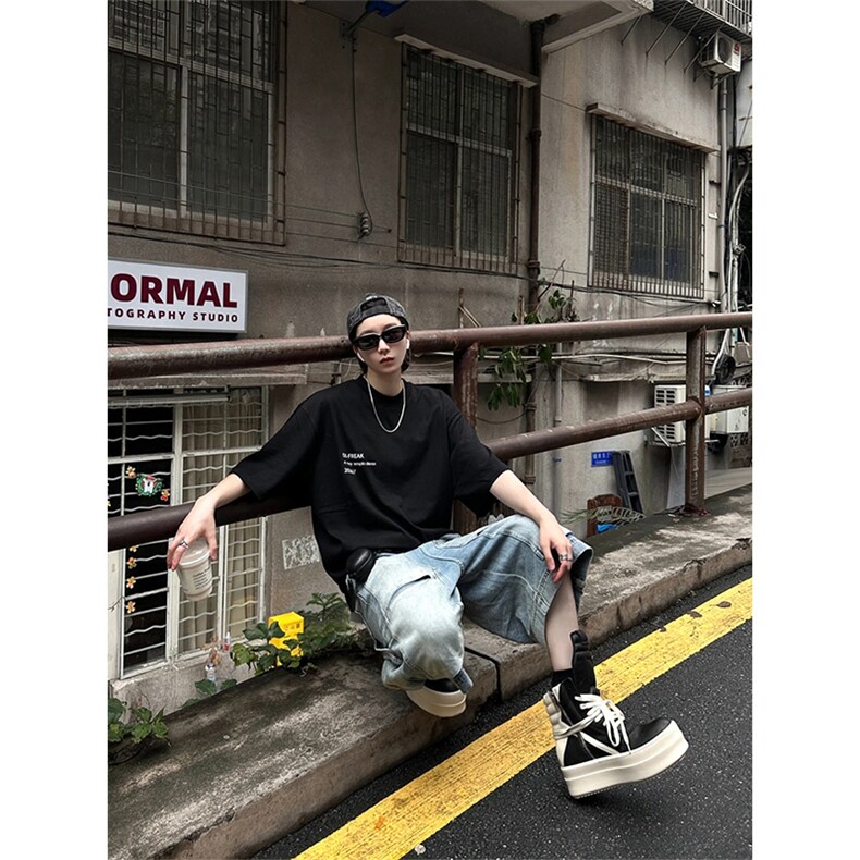 现货~美式高街工装牛仔短裤男复古宽松直筒中裤七分裤A3125-特P45,男装牛仔裤,星座1004-3