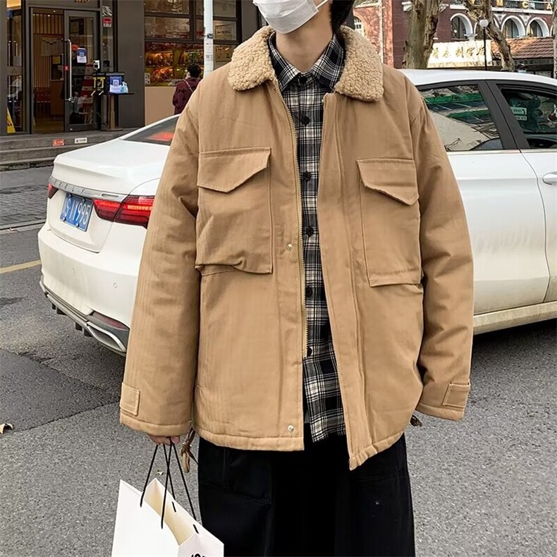 日系工装羊羔绒外套男潮牌宽松潮流百搭痞帅M251-P55,男装夹克,星座1109-3