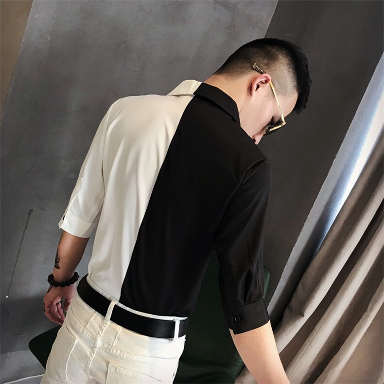 夏季男士七分袖印花衬衫男休闲修身碎花衬衣A236-1941-P55,男装衬衫,电商A236