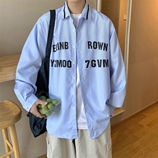 港风条纹长袖衬衫男大码情侣七分袖衬衫男长袖衬衣男CCS8018P45，男装衬衫，星座226-1