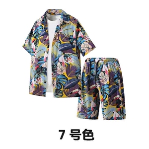 夏季男衬衫沙滩透气宽松港风青年花色衬衫TZ001-P45图片