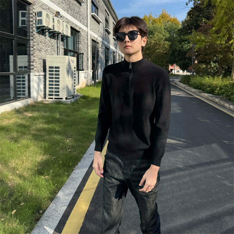 秋冬店主风社会小伙半高领纯色套头针织毛衣301A-1/M91/P58，男装针织衫/毛衣，星座301A-1